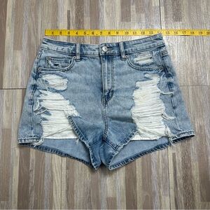 American Eagle Outfitters Ripped Denim Mom Jean Shorts, Size 4